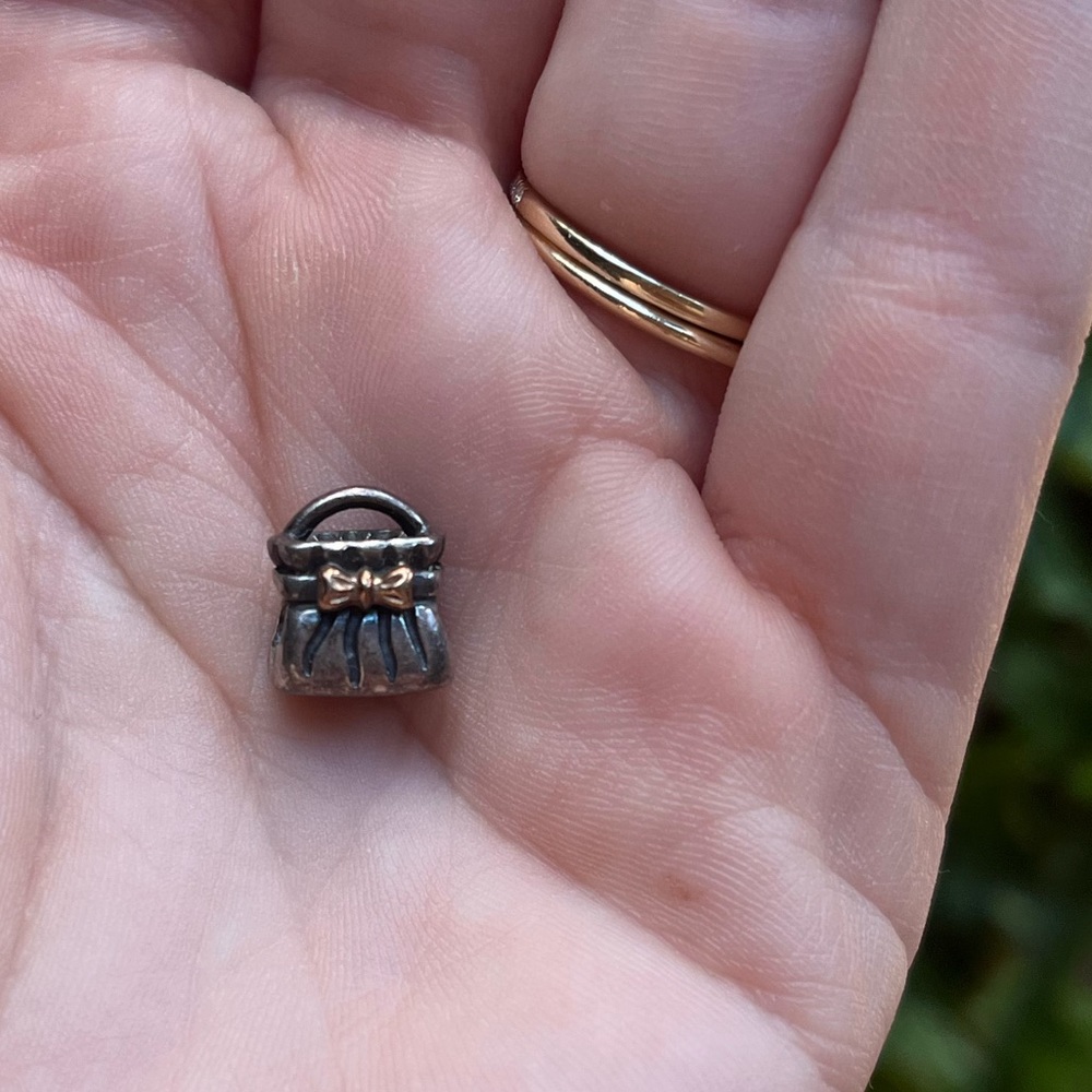 Retired Pandora Purse with Gold Bow Charm
